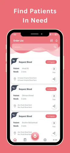 BloodSpot nearby patient requests screen